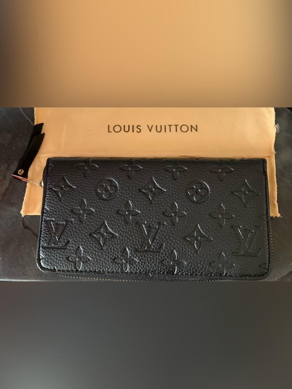 NEW! Lux INSPIRED Black Embossed Monogram Leather Wallet